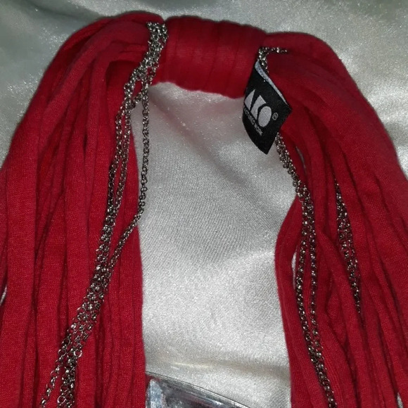 SAAKO RED MULTILAYER SCARF - Picture 3 of 6